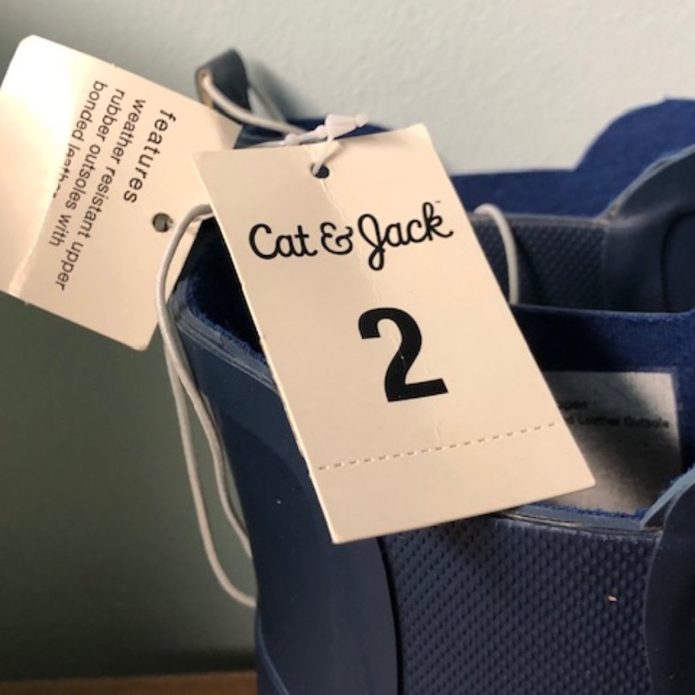 Cat & Jack Navy Rubber Boots Toddler Sz 2 NEW - Picture 5 of 7